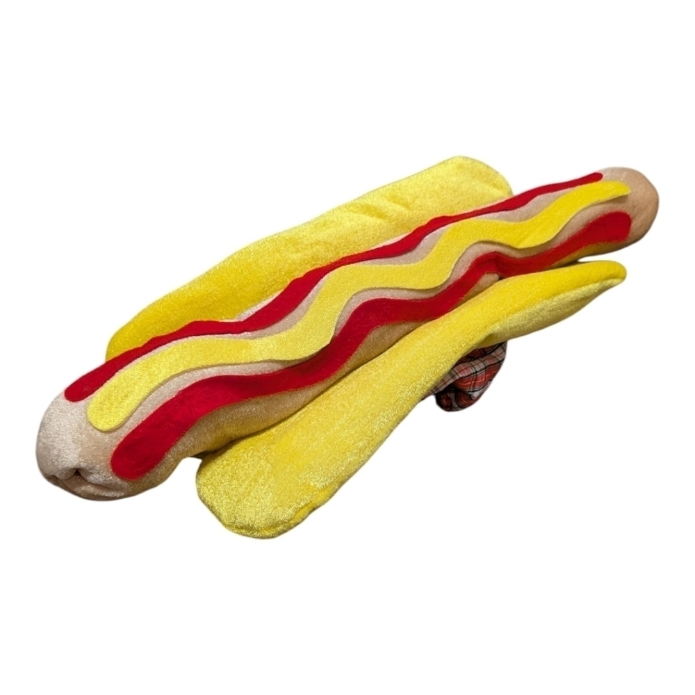 Plush Hot Dog Novelty Funny Costume Party Hat with Mustard and Ketchup Halloween